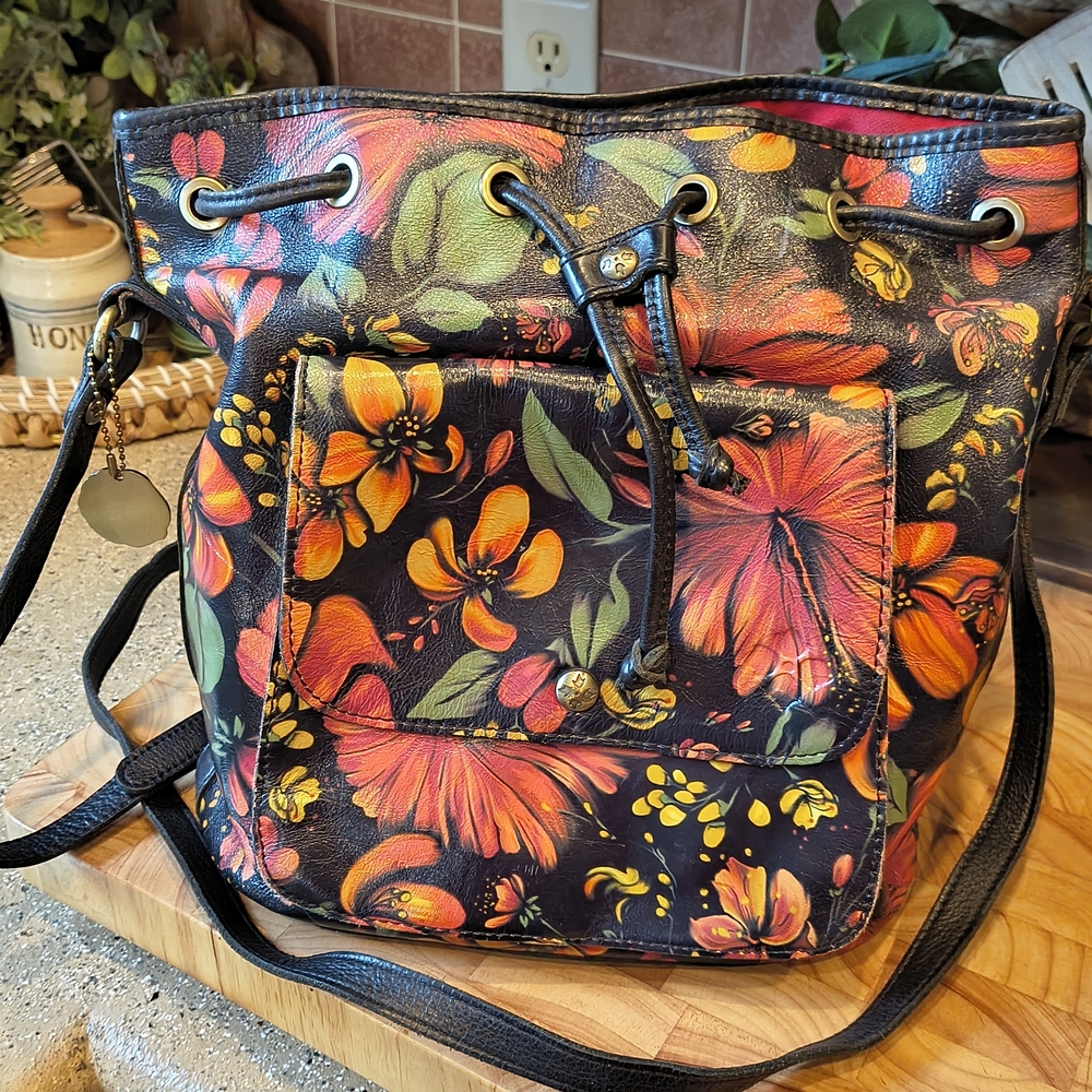 Patricia Nash Black Floral Crossbody Bag